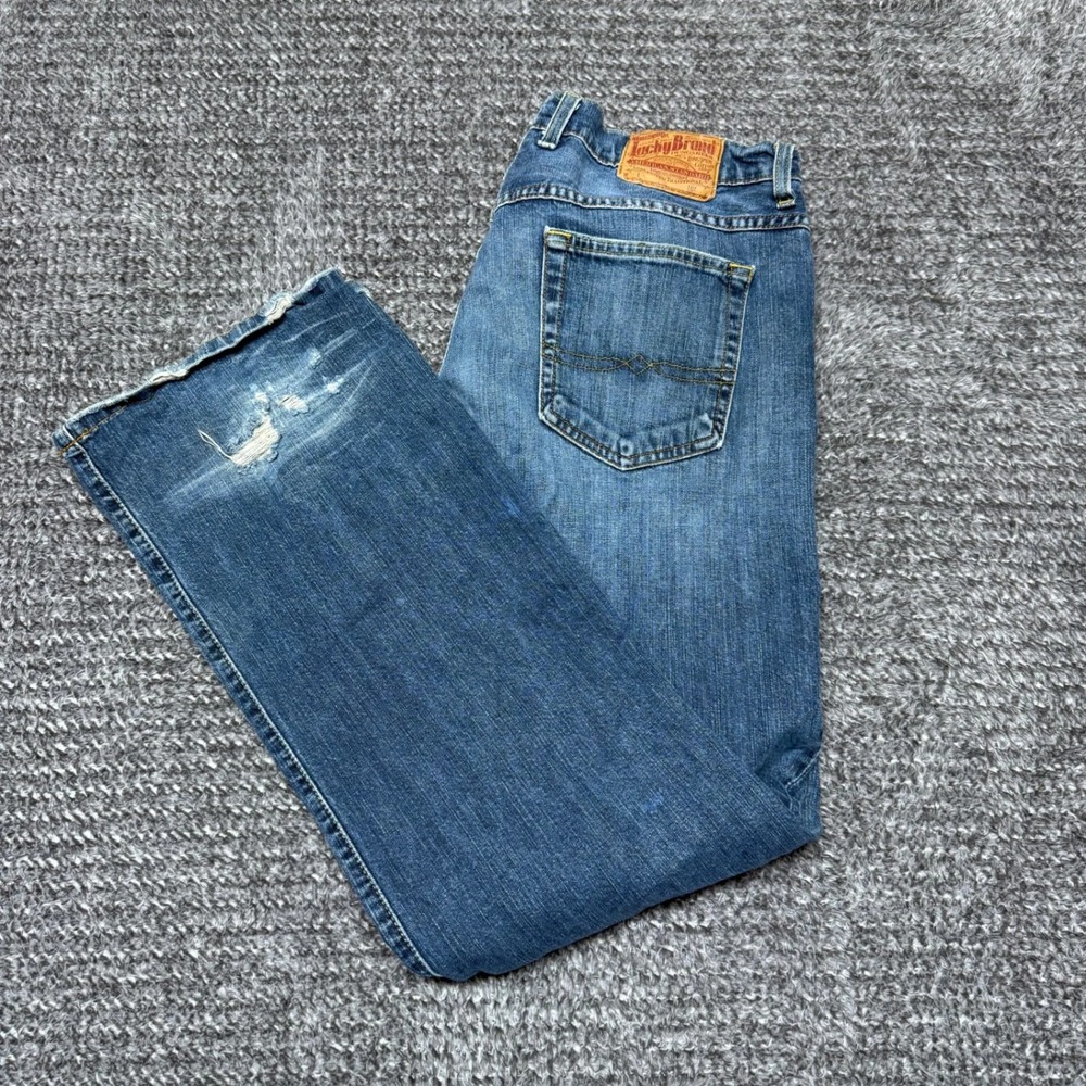 Lucky Brand Womens Easy Rider Bootcut Jeans Size 14x32 Medium Wash‎ Distressed